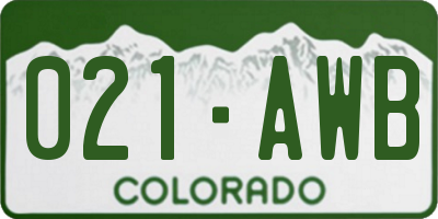 CO license plate 021AWB