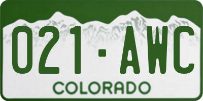 CO license plate 021AWC