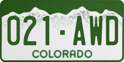 CO license plate 021AWD