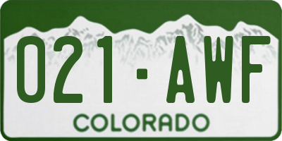 CO license plate 021AWF