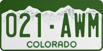 CO license plate 021AWM