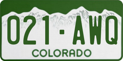 CO license plate 021AWQ