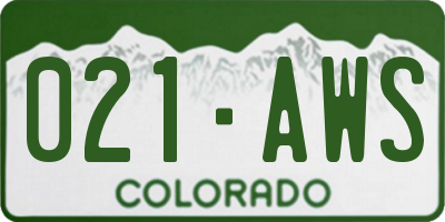 CO license plate 021AWS