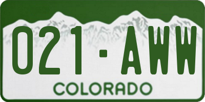 CO license plate 021AWW
