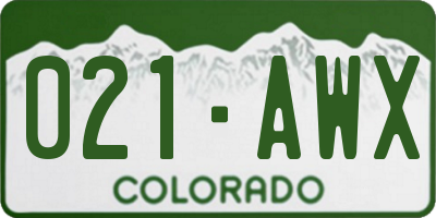 CO license plate 021AWX