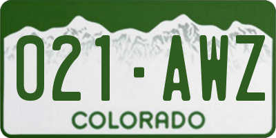 CO license plate 021AWZ