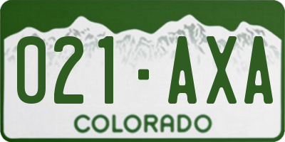 CO license plate 021AXA
