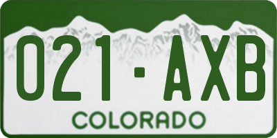 CO license plate 021AXB