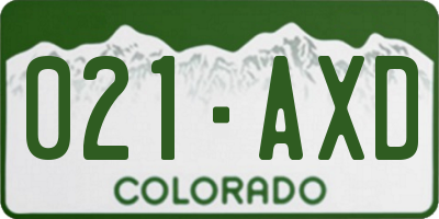CO license plate 021AXD