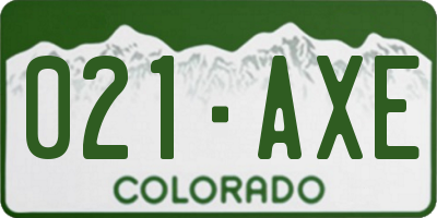 CO license plate 021AXE