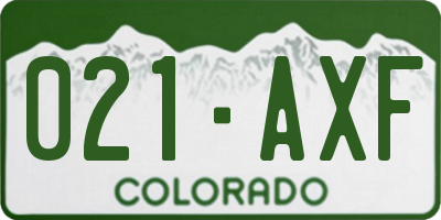 CO license plate 021AXF