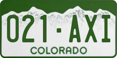 CO license plate 021AXI