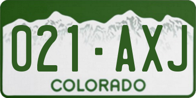 CO license plate 021AXJ