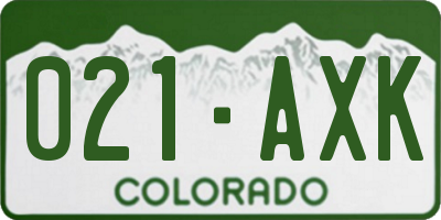 CO license plate 021AXK