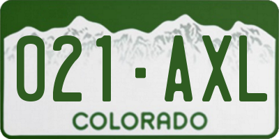 CO license plate 021AXL