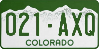 CO license plate 021AXQ
