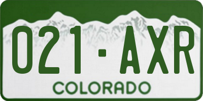 CO license plate 021AXR