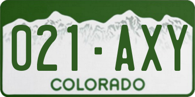 CO license plate 021AXY