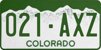 CO license plate 021AXZ