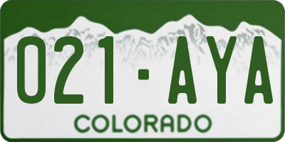 CO license plate 021AYA