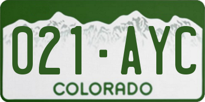 CO license plate 021AYC