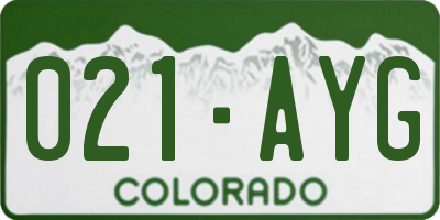 CO license plate 021AYG