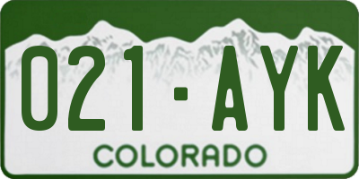 CO license plate 021AYK