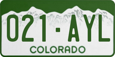 CO license plate 021AYL