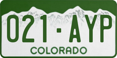CO license plate 021AYP