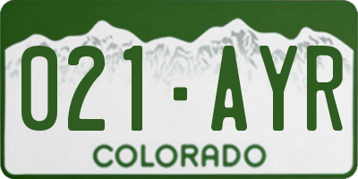 CO license plate 021AYR