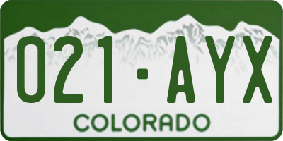 CO license plate 021AYX