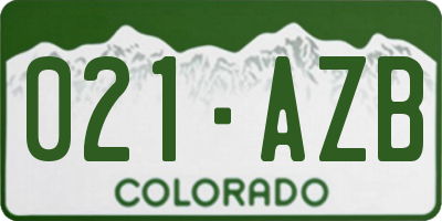 CO license plate 021AZB