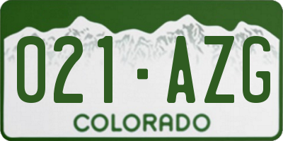 CO license plate 021AZG