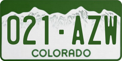 CO license plate 021AZW