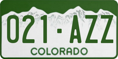 CO license plate 021AZZ