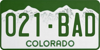 CO license plate 021BAD
