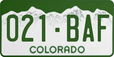 CO license plate 021BAF