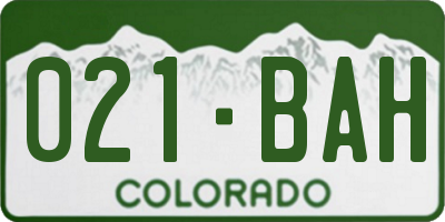 CO license plate 021BAH