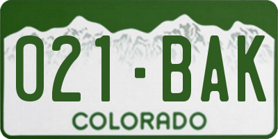 CO license plate 021BAK