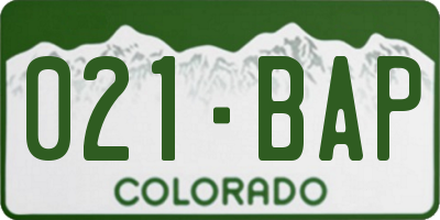 CO license plate 021BAP