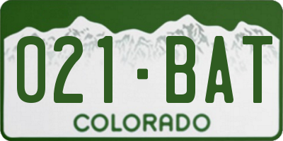CO license plate 021BAT