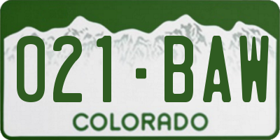 CO license plate 021BAW