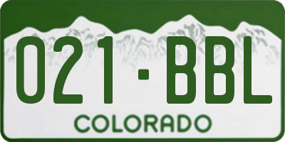 CO license plate 021BBL