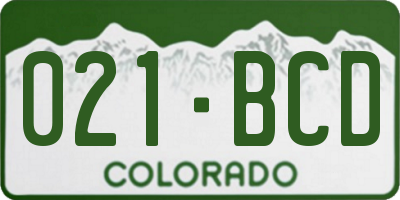 CO license plate 021BCD