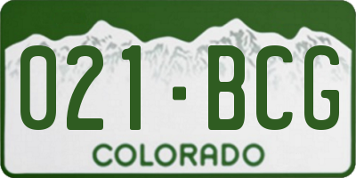 CO license plate 021BCG