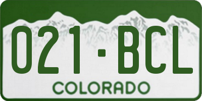 CO license plate 021BCL