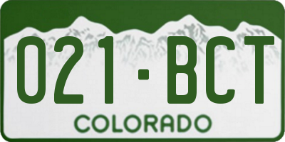 CO license plate 021BCT