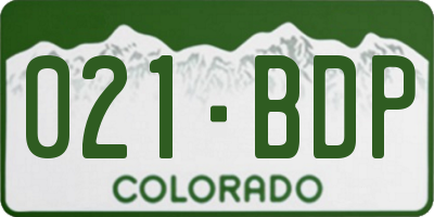 CO license plate 021BDP