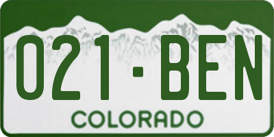CO license plate 021BEN