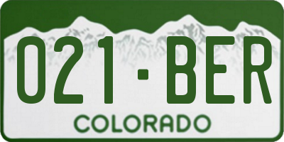 CO license plate 021BER